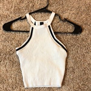 White, black striped tank